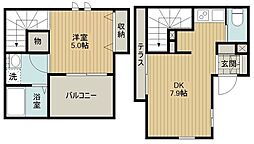 西武池袋線 所沢駅 徒歩18分の賃貸テラスハウス 1階1DKの間取り
