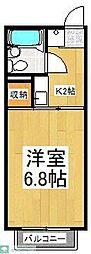 西武新宿線 久米川駅 徒歩8分の賃貸アパート 1階1Kの間取り