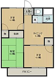 西武池袋線 秋津駅 徒歩13分の賃貸アパート 2階3DKの間取り
