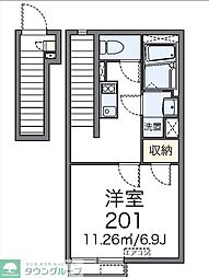 西武拝島線 小川駅 徒歩22分の賃貸アパート 2階1Kの間取り