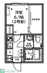 西武新宿線 東村山駅 徒歩10分の賃貸アパート 2階1Kの間取り