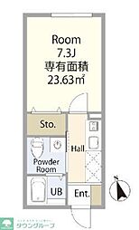 西武新宿線 東村山駅 徒歩13分の賃貸アパート 2階1Kの間取り