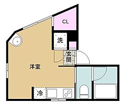 西武池袋線 石神井公園駅 徒歩4分の賃貸マンション 2階ワンルームの間取り