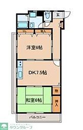 西武狭山線 西所沢駅 徒歩11分の賃貸アパート 2階2DKの間取り