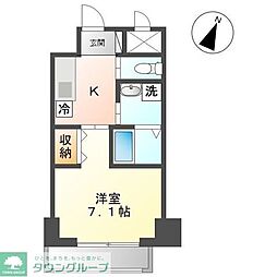 西武新宿線 所沢駅 徒歩1分の賃貸マンション 5階1Kの間取り