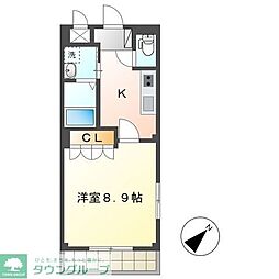 JR武蔵野線 東所沢駅 徒歩13分の賃貸マンション 3階1Kの間取り