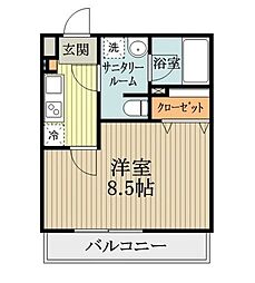 西武新宿線 東村山駅 徒歩12分の賃貸アパート 2階1Kの間取り