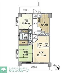 JR武蔵野線 東所沢駅 徒歩5分の賃貸マンション 4階2SLDKの間取り
