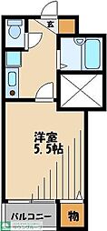 西武池袋線 所沢駅 徒歩5分の賃貸アパート 2階1Kの間取り