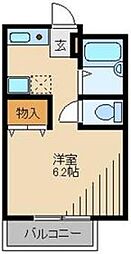 西武新宿線 東伏見駅 徒歩13分の賃貸アパート 1階1Kの間取り