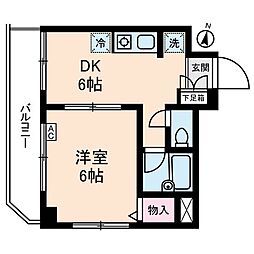 西武池袋線 富士見台駅 徒歩1分の賃貸マンション 2階1DKの間取り