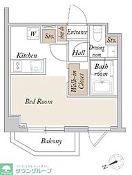 都営大江戸線 新江古田駅 徒歩6分の賃貸マンション 2階ワンルームの間取り