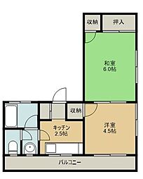 西武池袋線 清瀬駅 徒歩7分の賃貸アパート 1階2Kの間取り
