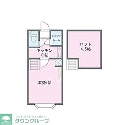 西武池袋線 清瀬駅 徒歩6分の賃貸アパート 2階1Kの間取り