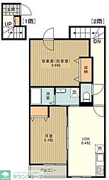 フェリーチェＭＩＹＡＢＩ 2階2DKの間取り
