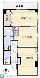 西武池袋線 大泉学園駅 バス14分 西長久保下車 徒歩2分の賃貸マンション 2階2DKの間取り