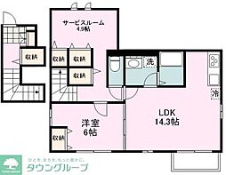 西武池袋線 秋津駅 徒歩15分の賃貸アパート 2階1SLDKの間取り