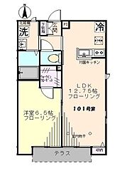 西武池袋線 石神井公園駅 徒歩6分の賃貸アパート 1階1LDKの間取り