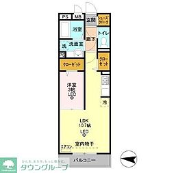 西武池袋線 所沢駅 徒歩7分の賃貸マンション 3階1LDKの間取り
