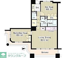 西武池袋線 石神井公園駅 徒歩3分の賃貸アパート 5階2LDKの間取り