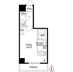 西武新宿線 東伏見駅 徒歩11分の賃貸マンション 4階ワンルームの間取り