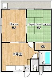 JR武蔵野線 東所沢駅 徒歩5分の賃貸アパート 2階2DKの間取り