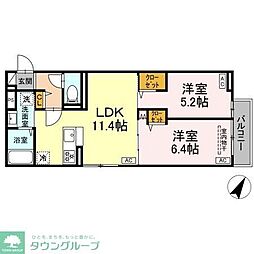 セレスティア白鷺II 2LDKの間取図画像