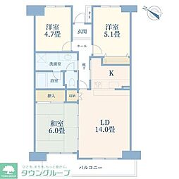 秋津コート 3LDKの間取図画像
