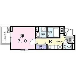 ライズ所沢 1Kの間取図画像
