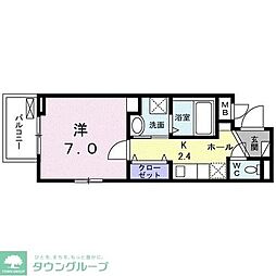 ライズ所沢 1Kの間取図画像