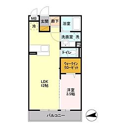 花水木I 1LDKの間取図画像