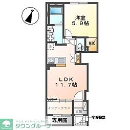 ポラリス所沢 1LDKの間取図画像