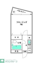 カオパレス 1Kの間取図画像