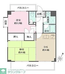 プレステージ石神井公園 2DKの間取図画像