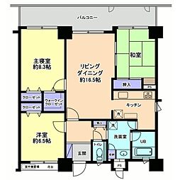 アパガーデンシティ東金沢WEST参番館 2階3LDKの間取り