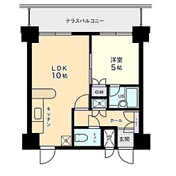 信開トピア足羽 1LDKの間取図画像