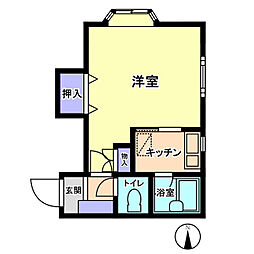 信開セルーラ平和町 1Kの間取図画像