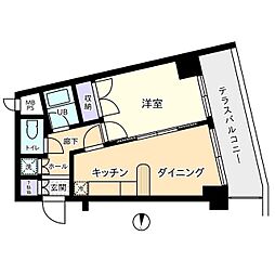 信開トピア足羽 1LDKの間取図画像