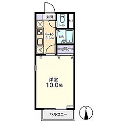 BEE FLAT 1階1Kの間取り