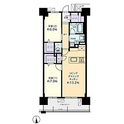 プレミア高岡駅前レジデンス 7階2LDKの間取り