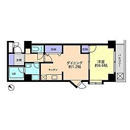 スカイコートモリ 2階1LDKの間取り