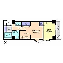 スカイコートモリ 2階1LDKの間取り