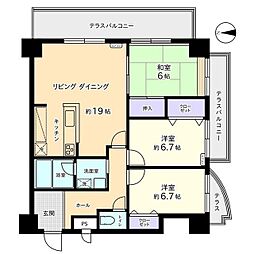 信開ベルシー黒瀬 11階3LDKの間取り