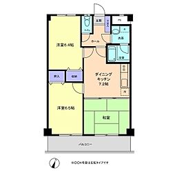 信開ラザール共栄 3DKの間取図画像