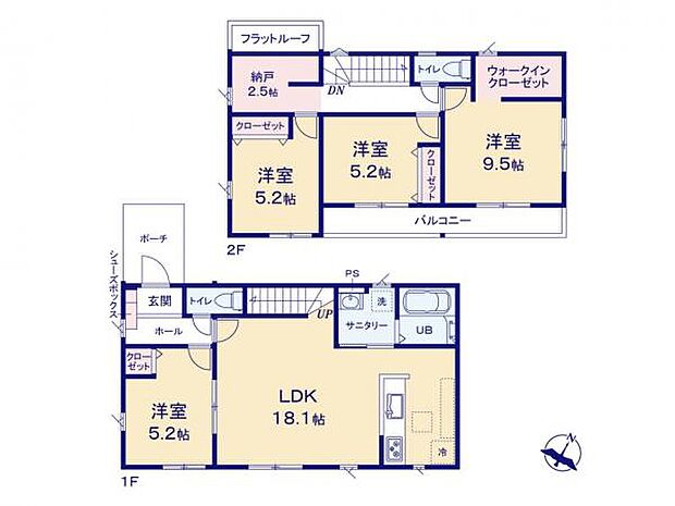 間取り図｜全居室南東向きの4LDK開放感のあるお住まいです
