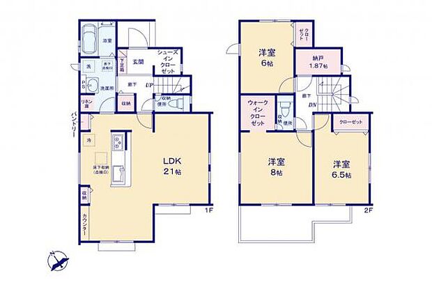 【　間取り図　】 建物面積105.58ｍ2｜3LDK+S｜南東〜南採光