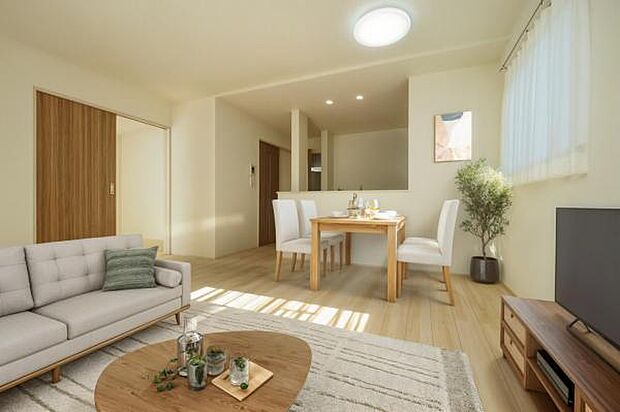 【　LDK　／　16帖　】 ゆとりがあり、使いやすいサイズのリビングスペース　※家具や小物はCGによるイメージです