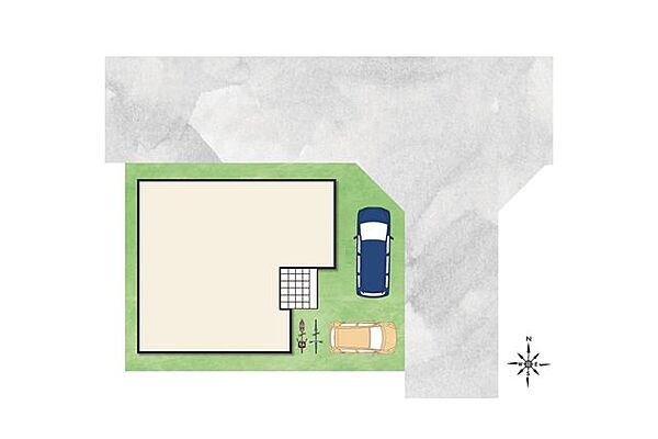 【　区画図　】■開放的な角地住宅■カースペース2台可能※車種による