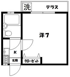 フラット高円寺南5 1階1Kの間取り