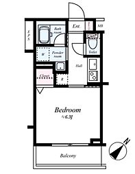 プレール・ドゥーク下井草 1Kの間取図画像
